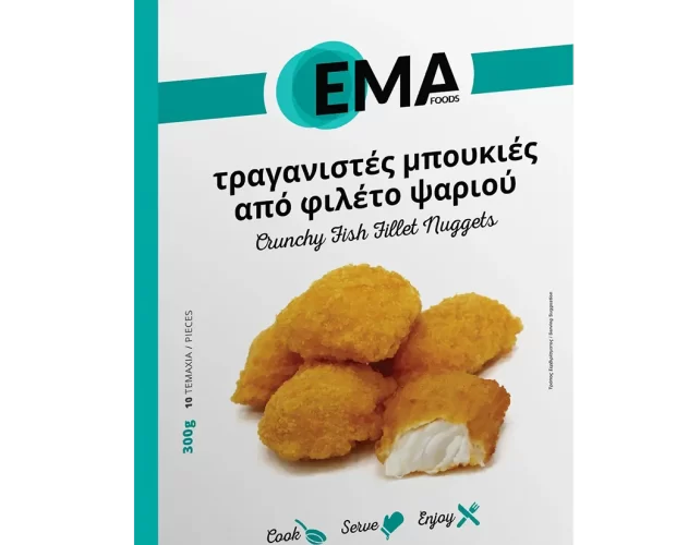 Τραγανές μπουκιές από φιλέτο ψαριού EMA Foods κατεψυγμένα τρόφιμα, θαλασσινά, λαχανικά, κρεατοσκευάσματα, αρτοσκευάσματα