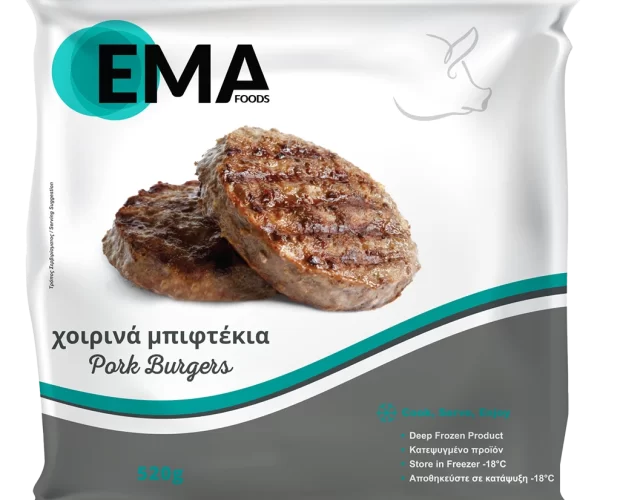 χοιρινά μπιφτέκια EMA Foods κατεψυγμένα τρόφιμα, θαλασσινά, λαχανικά, κρεατοσκευάσματα, αρτοσκευάσματα