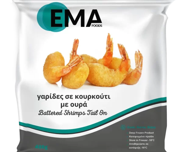 γαρίδες σε κουρκούτι με ουρά EMA Foods κατεψυγμένα τρόφιμα, θαλασσινά, λαχανικά, κρεατοσκευάσματα, αρτοσκευάσματα